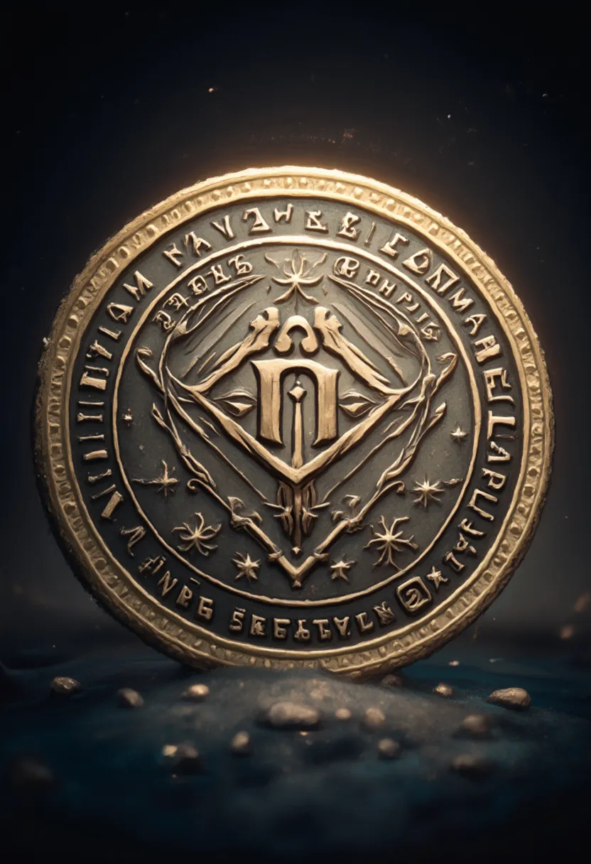 Create a DØIN . It's a physical coin but for a high tech project. There is a latin motto on the coin is “VIAM INVENIAM AVT FACIAM”. Plz make just the coin with no background
