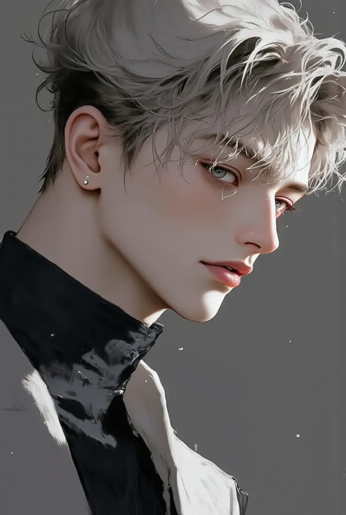 ( masterpiece), (best quality), 1 person全身照, alone,  male, messy gray hair ,  dreamy eyes ,  amber eyes , well-defined chin,  biceps , modern学生 , modern, Arrogant, Confident, Fun, classroom background, Forehead, majestic, Aesthetic , ethereal,  Handsome, H...