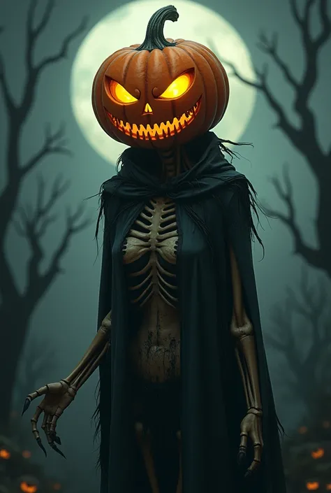 Creepy pumpkin-headed woman 