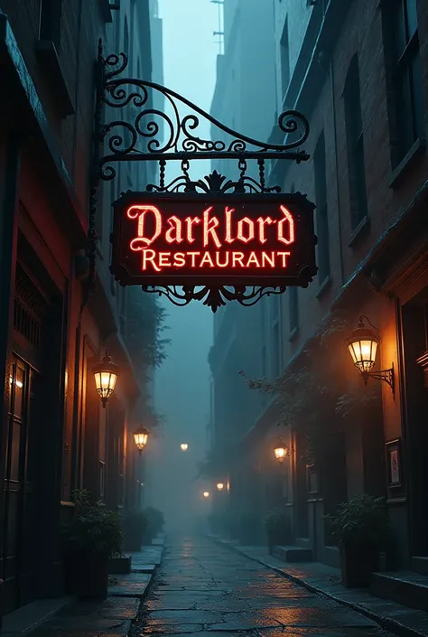 Write darklord restaurant on the Create a Restaurant sign 