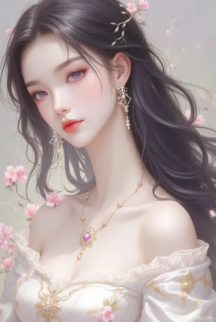 long black hair, purple eyes,Dainty,Ao Dai,peach,masterpiece, anatomically correct, accurate, highest quality, very detailed, 