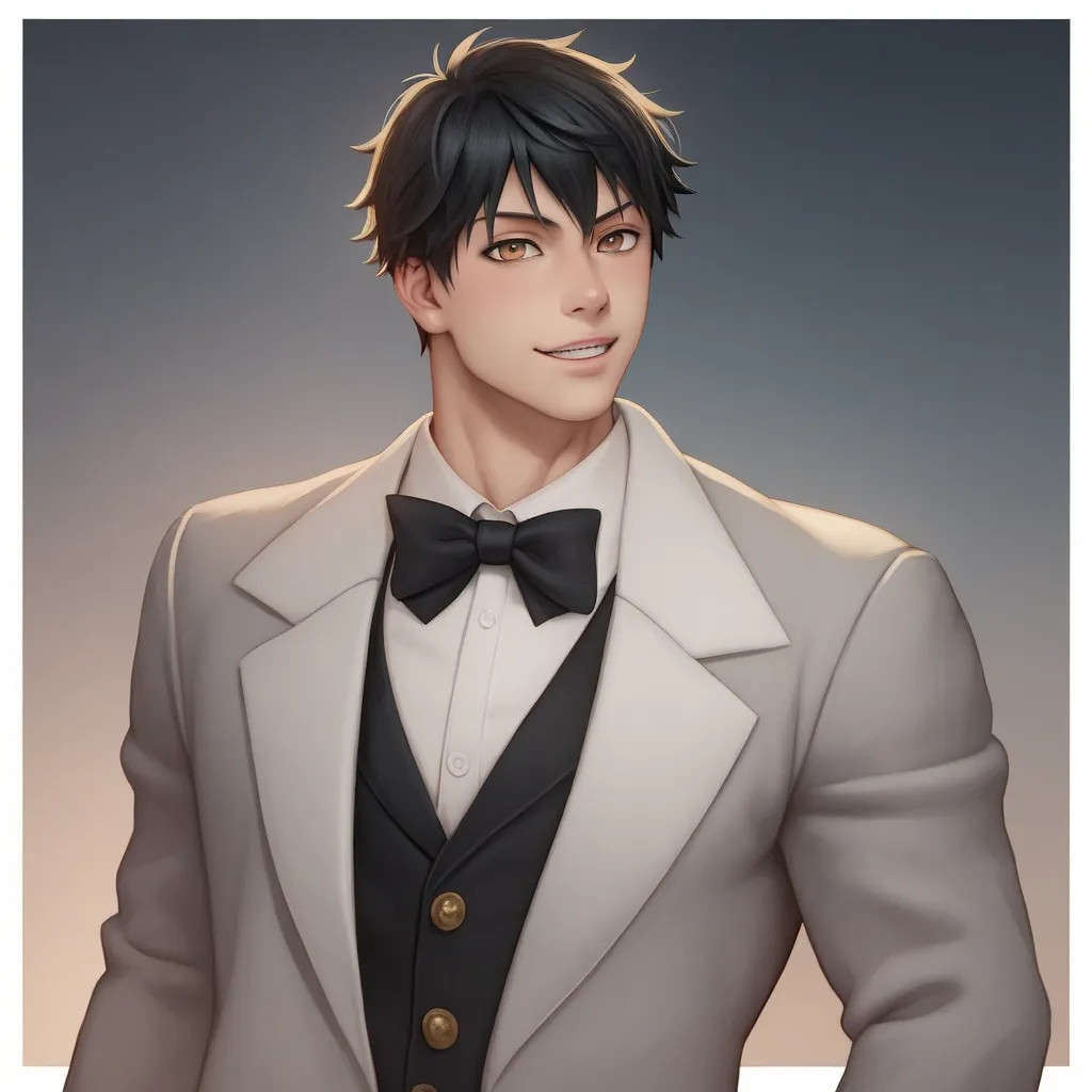 Create an image of Nagumo from Sakamoto days wearing a tuxedo that highlights his body 