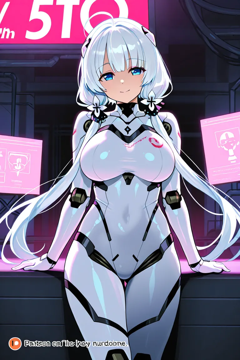 anime style, 1girl, younger female, big breasts, cyborg, robot joints, mecha musume, bodysuit, kuudere, cute, 3d, nsfw, perfect hands, high resolution, high quality, hd