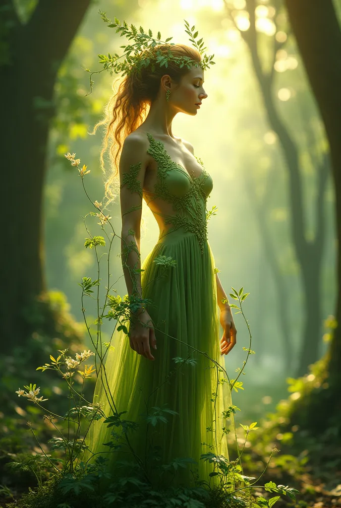 That the rest of the forest will borrows a leaf.

Sle makes her own chorophyll

Hor photosynthesis is Immaculately feminine

as the sun kisses her beutiful Mélan