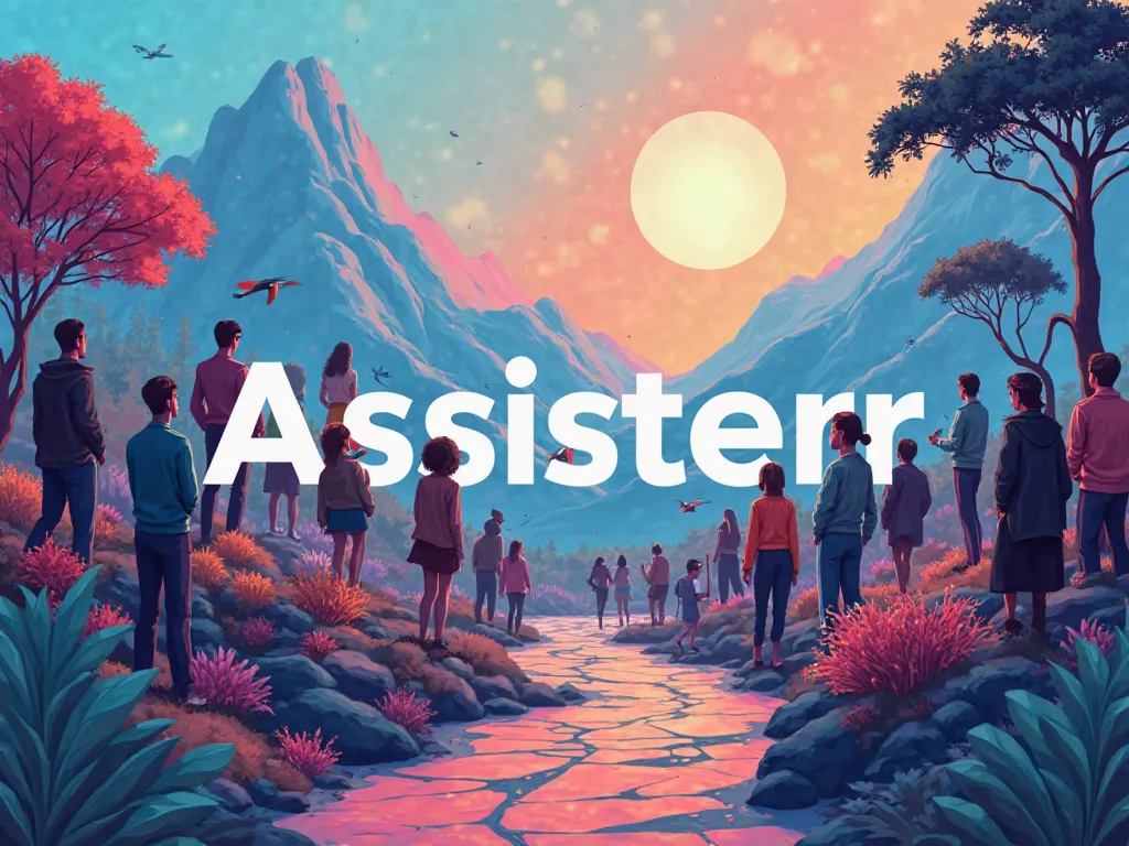 Attractive cover design for an article and the text "Assisterr " and below the text " The community-driven AI"