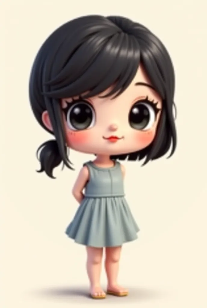 Create a chibi,  women , black hair,  black-eyed
