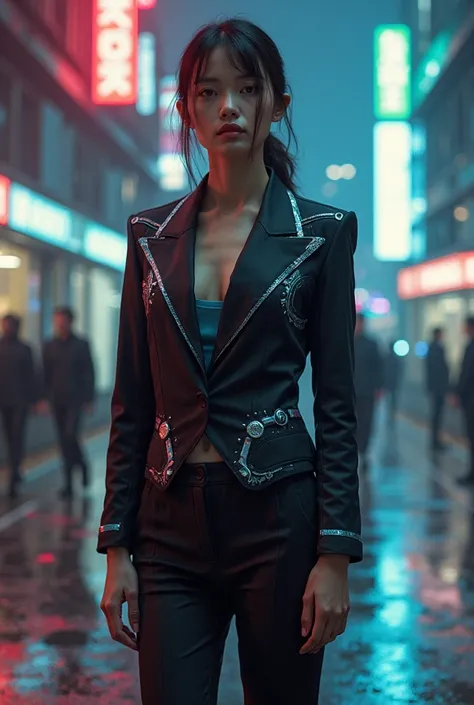 A formal suit but with a bit of Cyberpunk in it. Designed for both men and women.