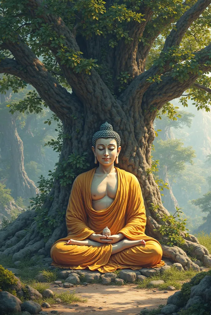 The Buddha is the Lord of the Card - Happy Buddha comes under the tree of the holy place that has the natural nature.