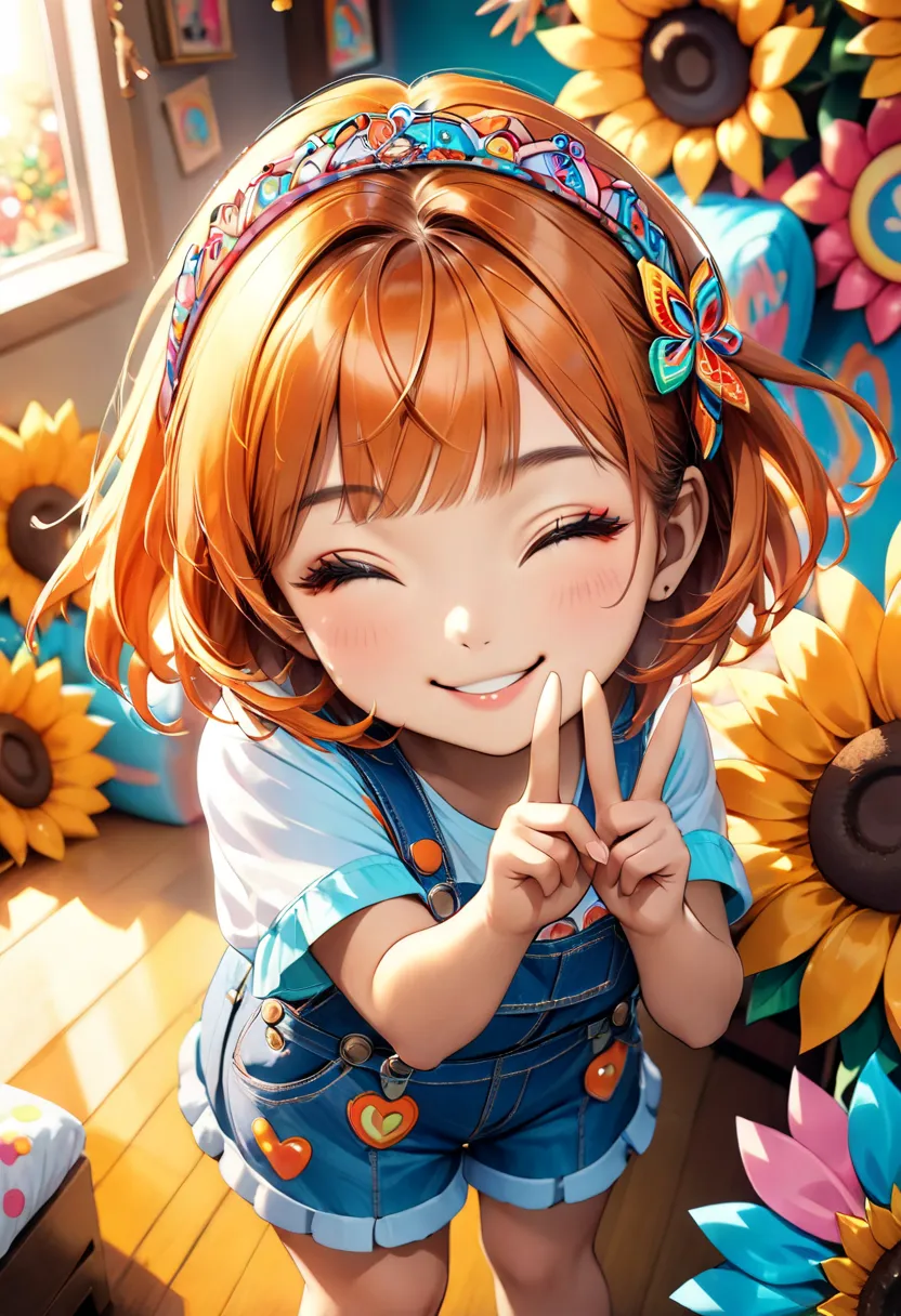 (1girl, solo:1.6), (best impact:1.5), (Maximalism:1.7), vivid contrast, (realistic), super realistic illustration, highres, ultra detailed, absurdres, Chibi-Style, vivid Copic marker anime illustration, maintains a 3:1 head-to-body ratio, (cute immature gi...