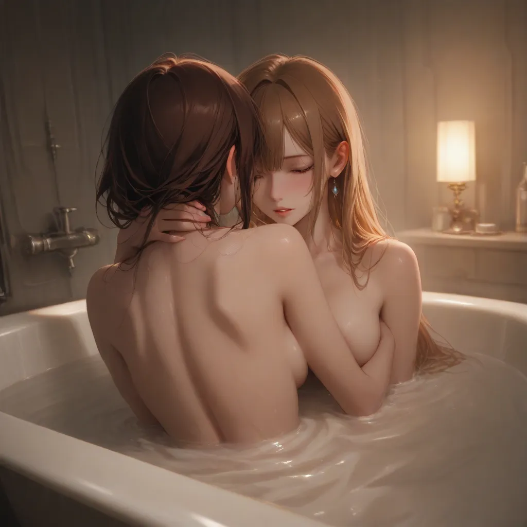 A beautiful girl and an ugly man are having sex in the bath.