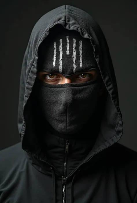 ((Masterpiece)), ((Ultra-detailed portrait photography)), ((8K resolution)), ((dramatic lighting, soft shadows, cinematic composition)), BREAK.  
A **dark and mysterious portrait** of a figure wearing a **full-face black mesh mask**, designed with **hand-p...