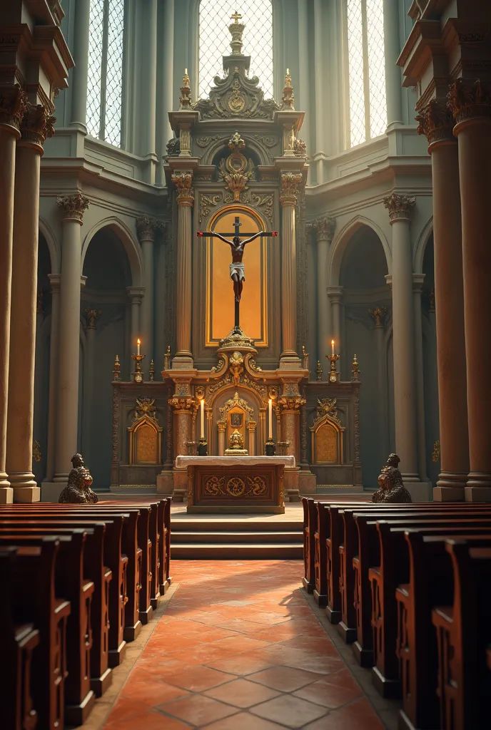 A mesmerizing close up portrait of a church in front of the altar 1080x1920