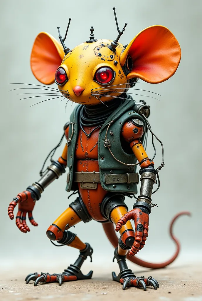 Appearance:
A small, hyperactive, glitching mechanical rat with way too many upgrades. His metal tail twitches like he’s always scheming, and his beady red eyes flicker with unreadable data. His body is patched with random wires, tiny screens, and at least...