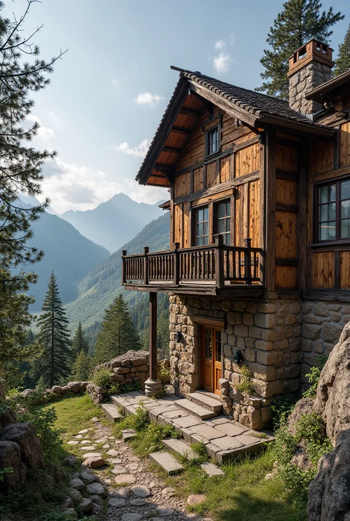 2
The main rooms of the small mountain hotel are located in the wide wing of the extensive body of the building and overlook the valley. On the ground floor there are, adjoining, two wood-paneled rooms, in front of them that can be accessed from the corrid...