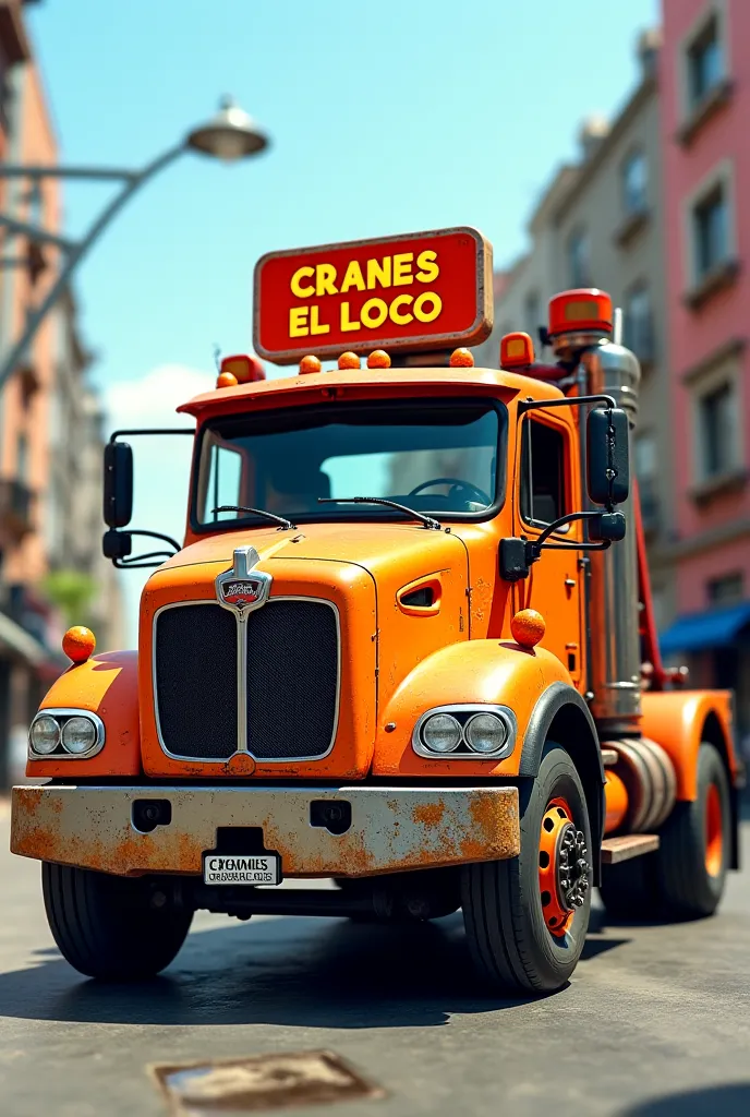 You can generate a tow truck service with a sign and a truck that says cranes el loco . crane truck service 
