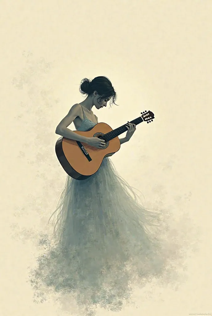 Minimal poster for classic guitar Recital woman silhouette playing inspired by Claude Monet