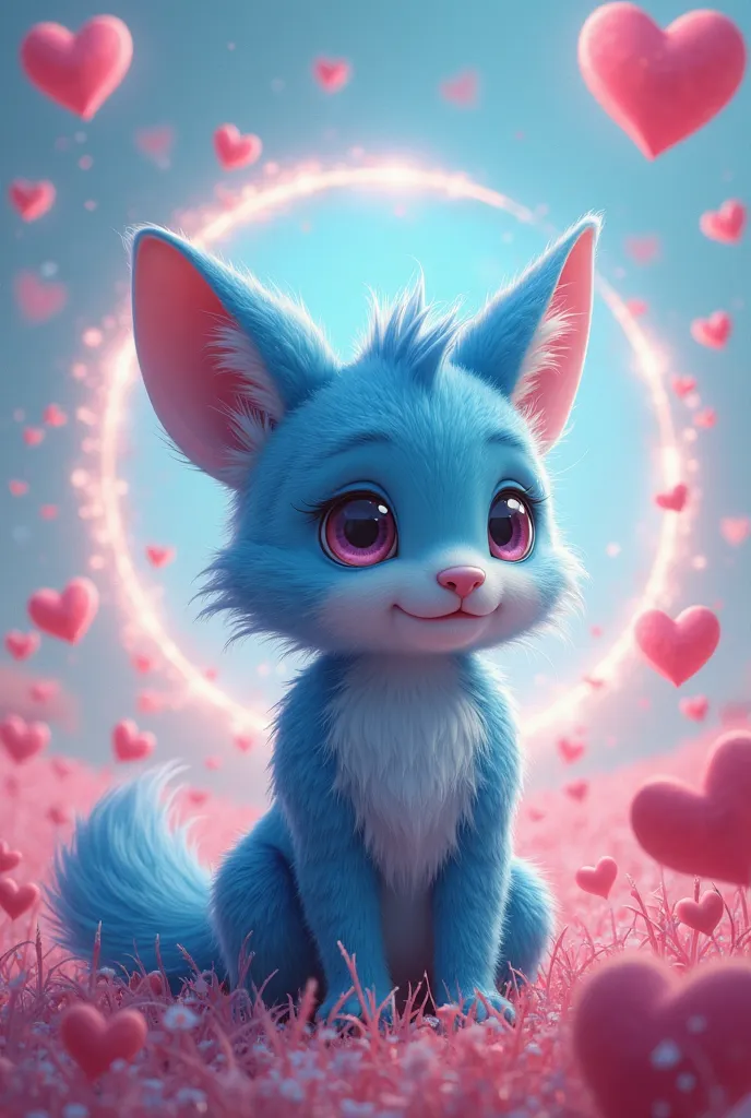 Create a hole in the background of hearts that the furro has only a blue coat