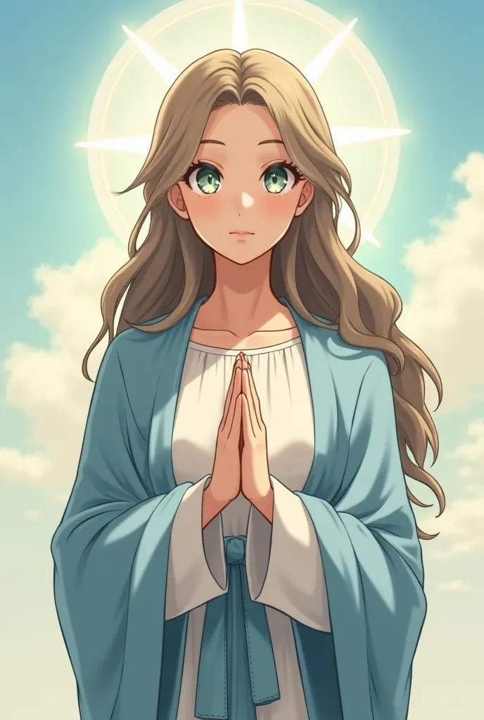 🌺 maria, Mãe de Jesus – A Escolhida 🌺
Uma jovem de pele suave e olhos serenos,  radiating peace and grace . Her long, slightly wavy hair falls gently over her pale blue mantle. With a gentle posture, your hands are often intertwined in prayer. Her eyes con...