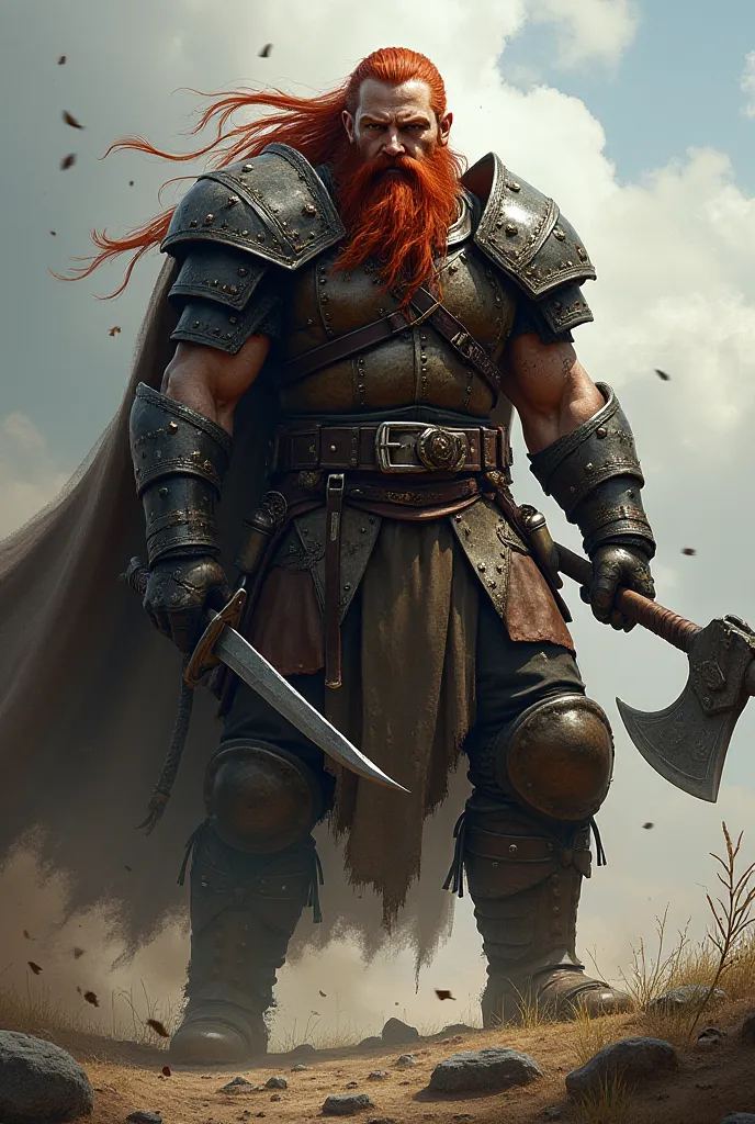 Darian is an imposing warrior, with about 1,90 m, massive physical and body scarred by war scars. His long hair tied in moths, with red hair and thick beard reinforcing his fierce appearance.  with cold and penetrating eyes , He wears leather armor and met...