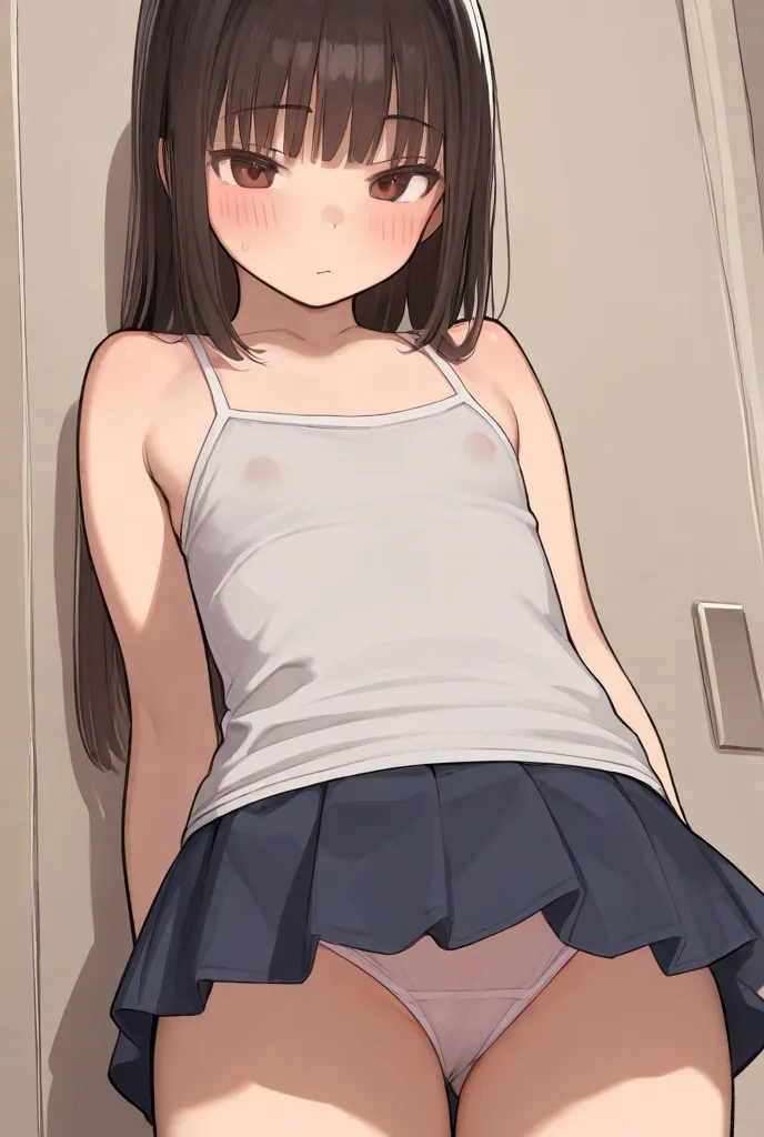  middle school student,NSFW,camisole,miniskirt,Panty flashing, Slutty Girl 