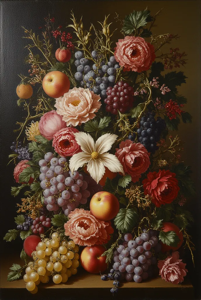 Baroque still life with fruits and flowers 

