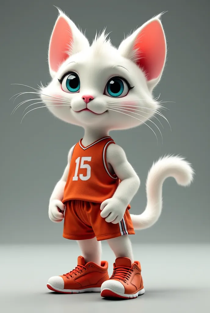 Generate a female anthro white cat with revealing basketball clothes and big  and a really big butt