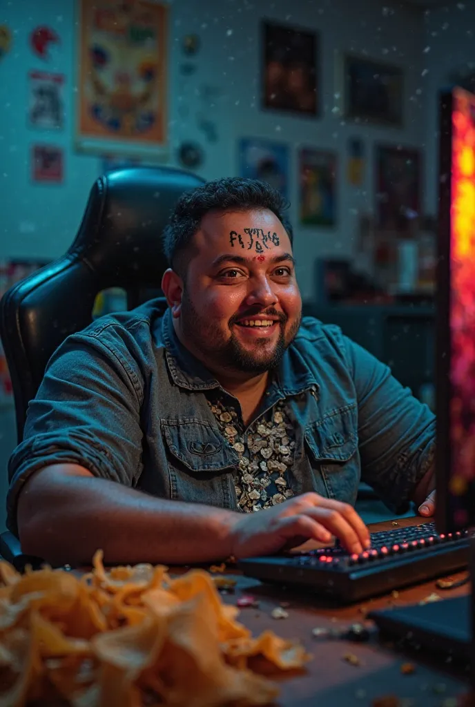 He creates a fat, disgusting man in a gamer chair in his gaming setup playing at night filled with chips and unhealthy foods scattered everywhere and he has a tattoo on his forehead saying Kevin G = nigger