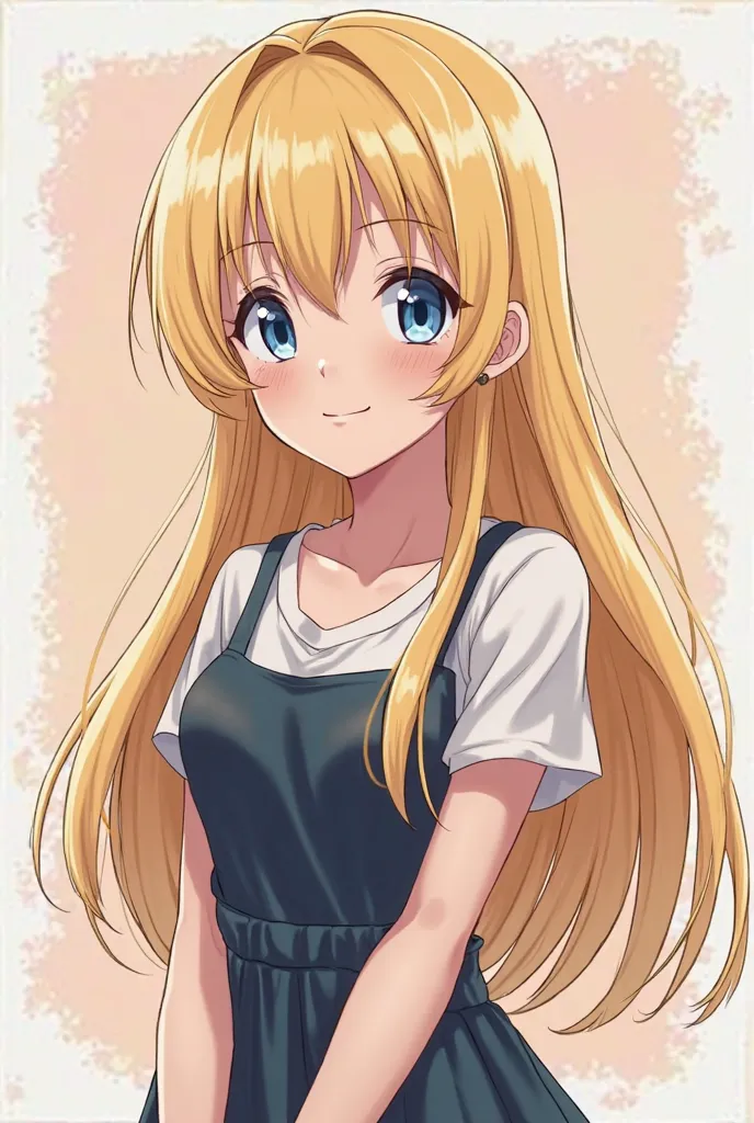 Beautifull anime girl ve ry smillar to Ai Hoshino, beautifull blond long hair, Dark blue eyes, she is perfect and looking like ai hoshino, innocentn the background, she stands with adorable pose, with innocent expression on her face. Make her in jelly art ...