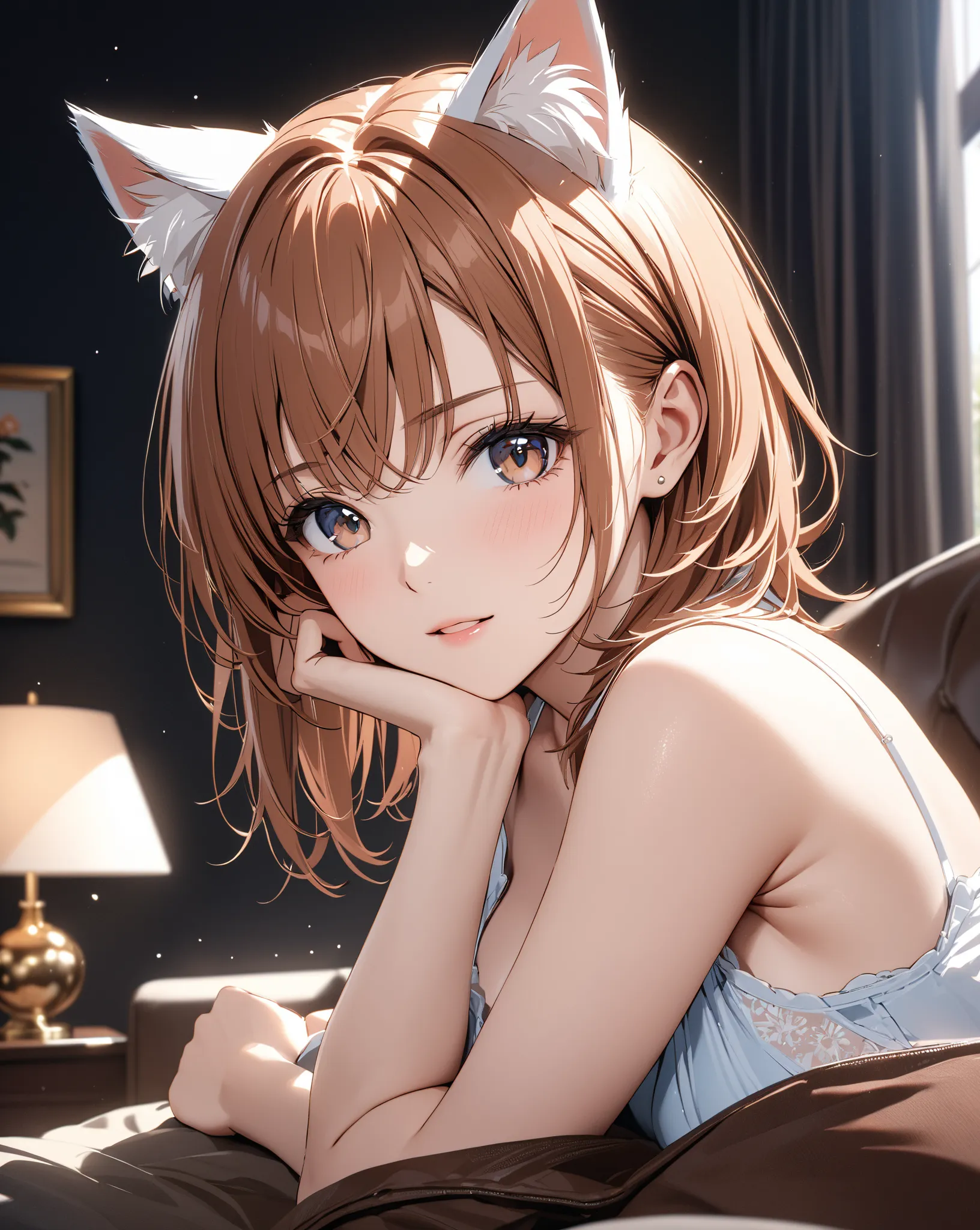 (Misaka Mikoto), Cat ears, masterpiece, highest quality, UHD, retina, masterpiece, accurate anatomy, super detailed, high quality, best quality, 8k