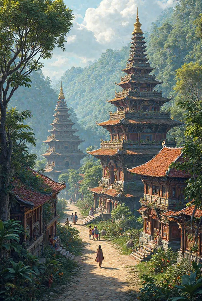 Nepali village near jungle 9:16, Nepali temples 