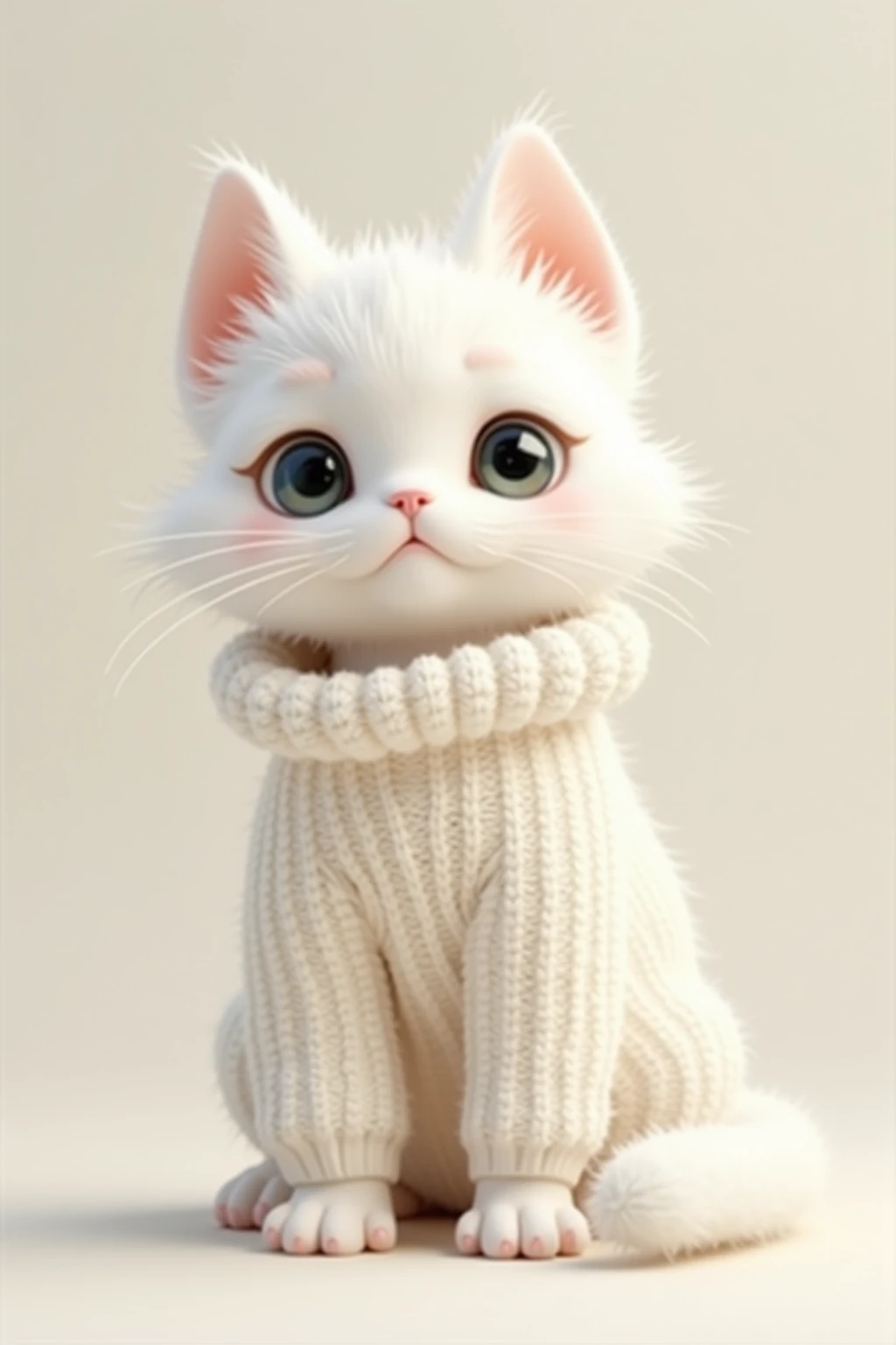  cute kitty、white fluffy sweater、white fluffy、dentifrice