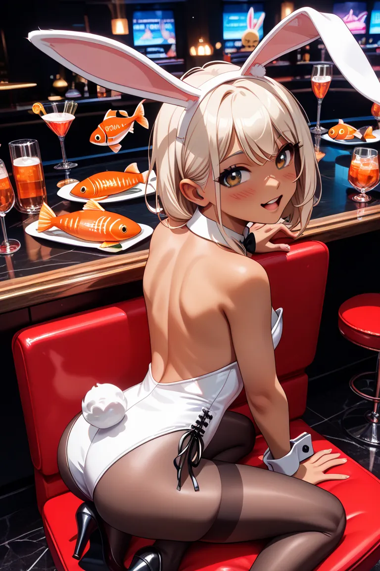 NSFW complex and detailed,high image quality,8k,delicate, super cute,(1 person,one Girl:1.5),((nsfw Fashion)(bunny girl,playboy bunny with humor:1.5)),(high thighhighs:1.3),Petite, Cat girl:1.5,{{{Cat girl, largeCat ears,Cat tail}}},,(Whoa, Large size ches...