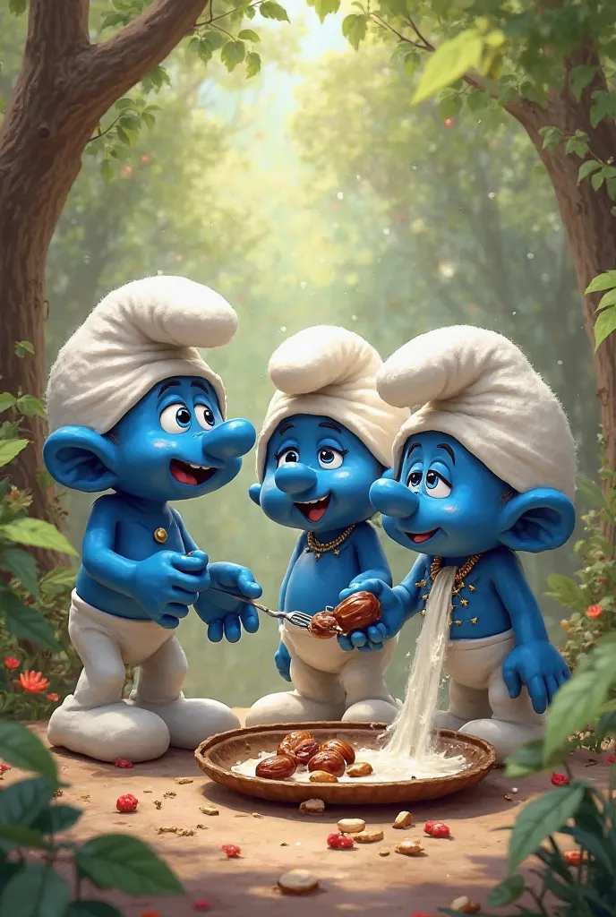 Smurfs eating dattes and milk