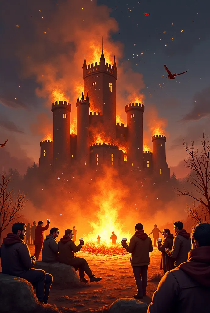 The Burning Castle of the evony game, and people roast marshmallows on it and drink beer, and communicate with each other. The castle should be called Petru