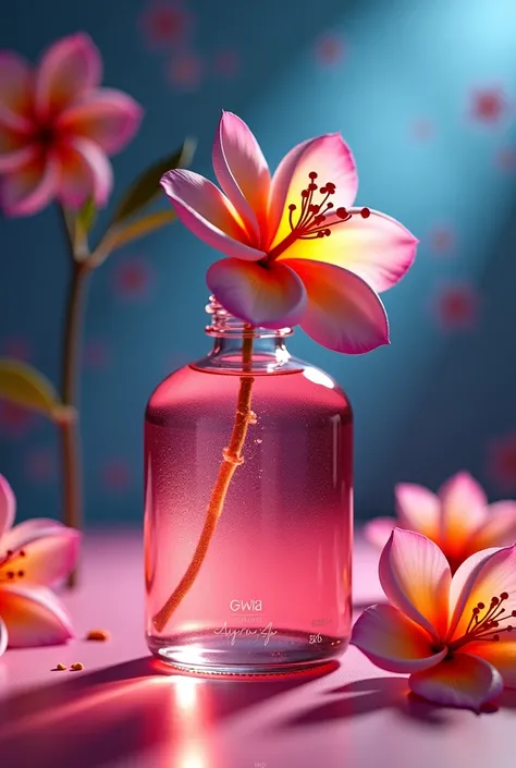 a close up of a bottle of liquid with a flower on it, a picture by Aya Goda, tumblr, vanitas, zarya, vivid, diva, detailed product image, vivid detail, gaia, vivid and balanced, product photo, mid view, product image, pro - vida, next gen, victo nga, vivid...