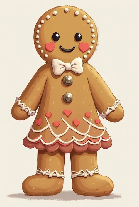 make a gender bread (ginger bread) dor this how about an illustration for this (Gender: Woman; Sex: Female; Sexual Orientation; Heterosexual; Gender Expression: Dress, Earrings, Hairclips and such, clean look. PROVIDE ILLUSTRATION (VISUAL)