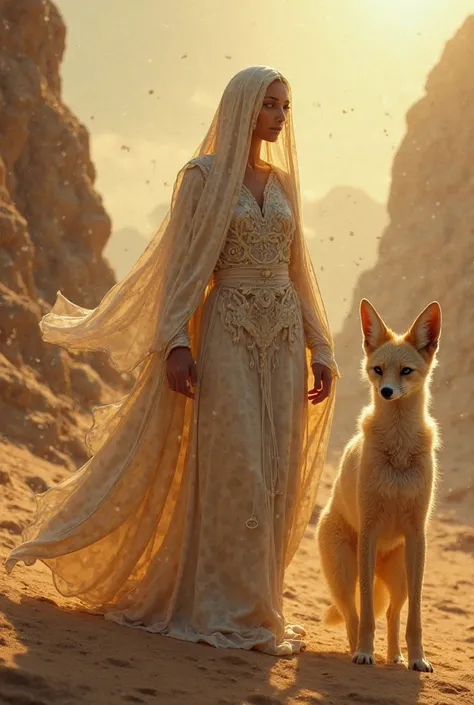 A beautiful veiled woman who covers her face has a supernatural power that she uses to fight evil. She is assisted by a large fennec fox that has supernatural powers in a desert environment.