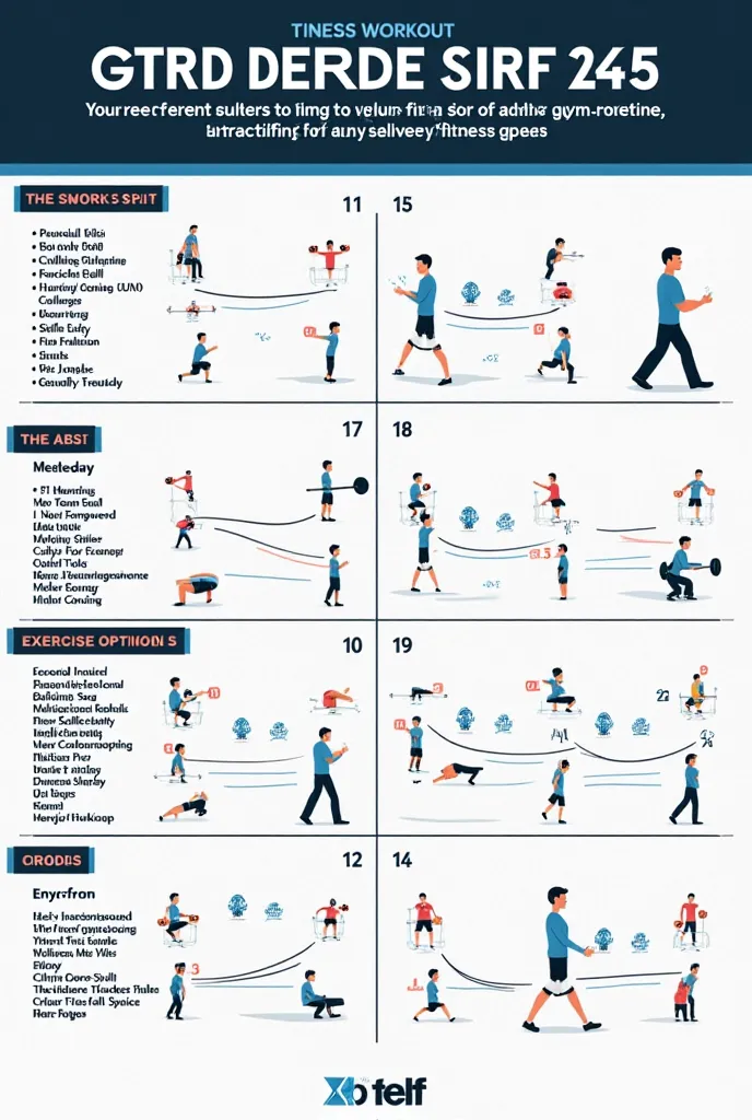 A visually appealing infographic showcasing an effective gym routine. The image includes a structured weekly workout split, exercise categories (compound and isolation movements), cardio options, and recovery tips. The design is clean and motivational, wit...