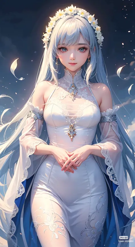 ((highest quality)), ((masterpiece)), ( used to it ),  perfect face  , masterpiece、highest quality、High Resolution、 High quality image 、【8k, 1 female、skin tone radiance、 Texture of skin and clothes 、exquisite eye expression、 Shiny White Hair , Long-haired ...