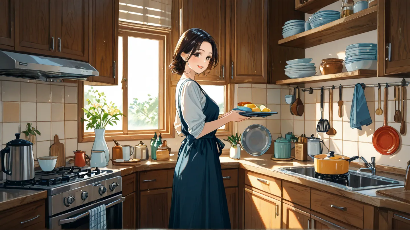 Mother in her 30s、Wash dishes、Kitchen Scenery、