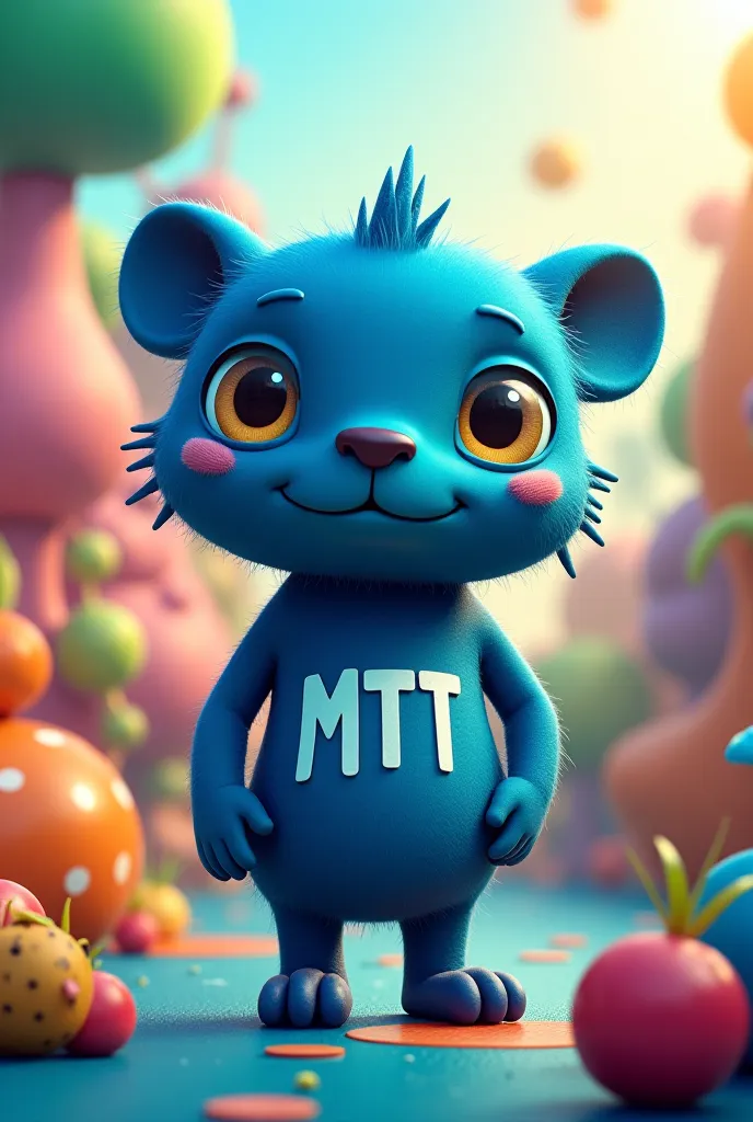 A cartoon character in dark blue color having mtt written on them