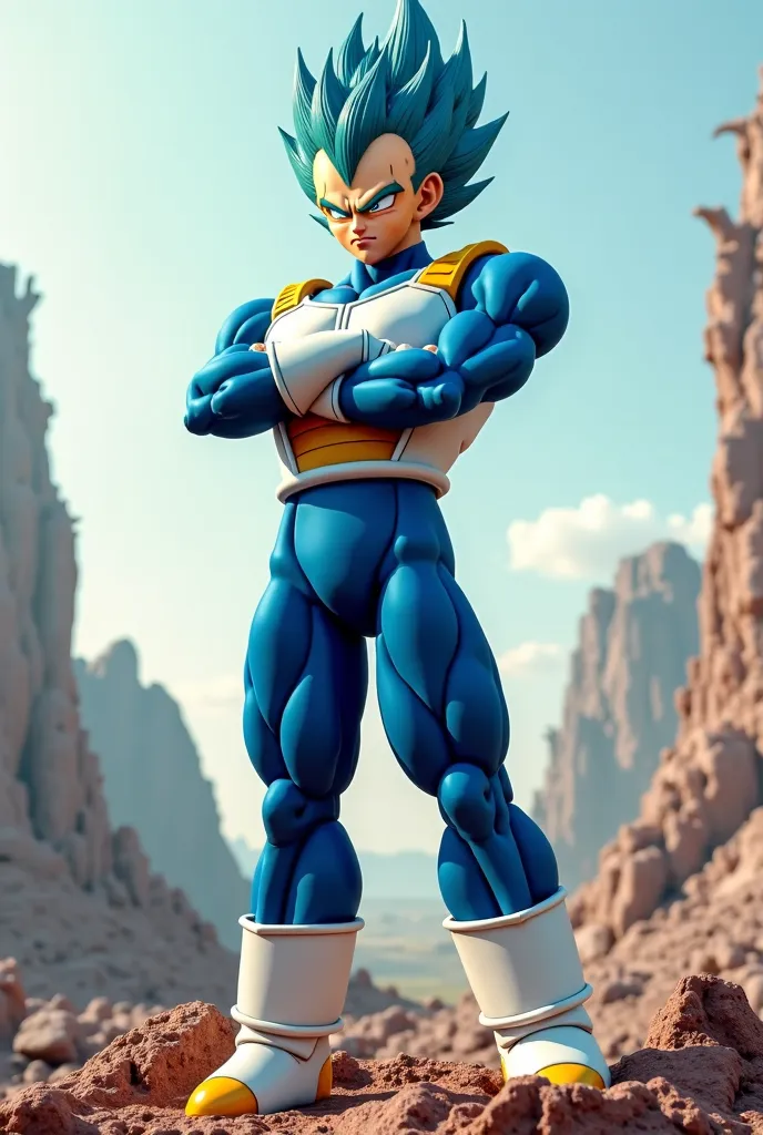  Vegeta with blue hair and blue Saiyan armor His eyes,  For the first time in a long time , They didn't have that spark of arrogance.