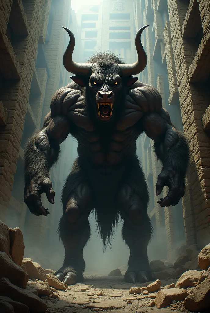 The Minotaur is a Cretan monster, with a human body and a bull's head, living in the Labyrinth and killed by Theseus.