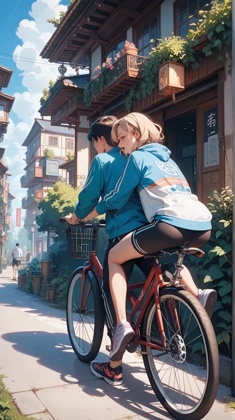 The beauty of Japanese people riding bicycles