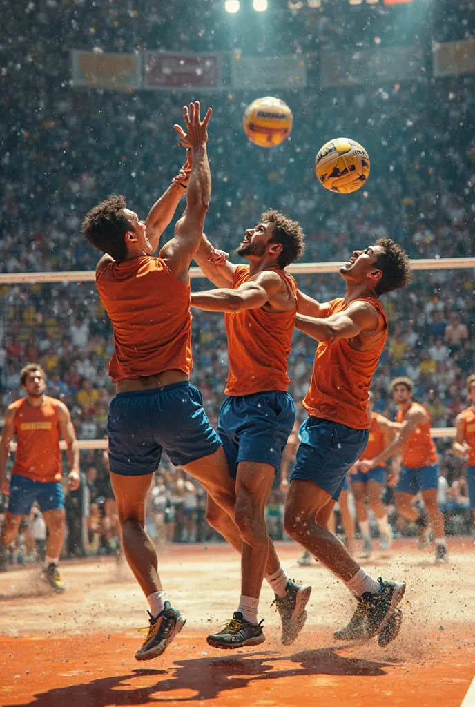 Men's volleyball players at a match 