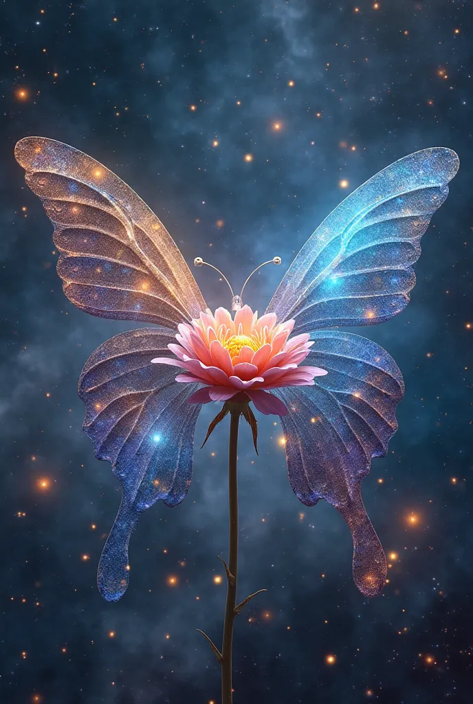 A butterfly galaxy with one flower
