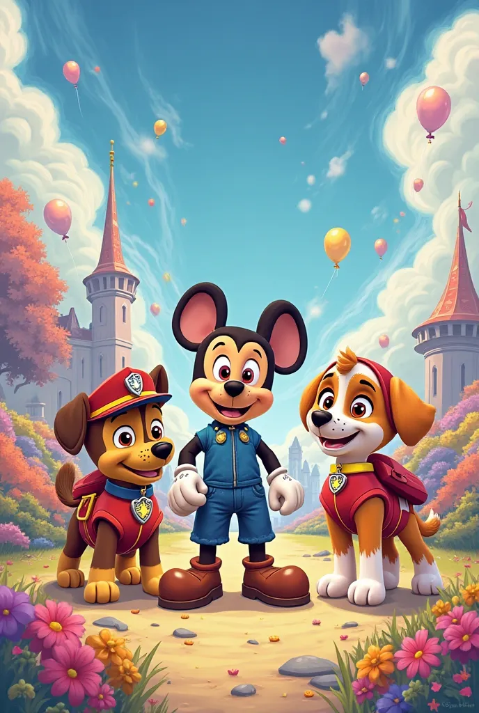 Paw Patrol dogs with Mikey Disney 