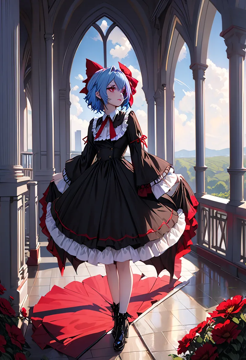 masterpiece, Highest_quality, 1 girl, Alone, (Goth:1.2), Remilia Scarlet,