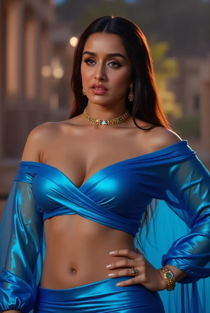 SEXY PRINCESS JASMINE,ALADIN MOVIE,BIG BOOBS, BIG HIPS,BLUE OUTFIT,FULL BODY
