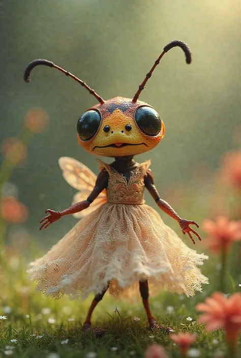 Bug is wearing a dress